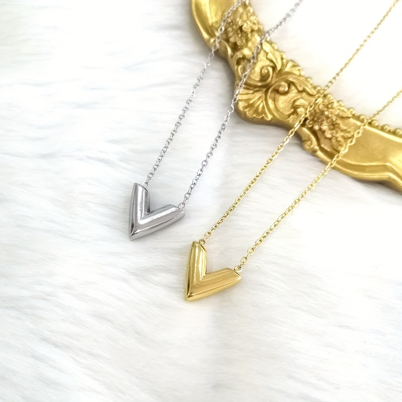 Men's Stainless Steel V-shaped Necklace Couple Necklace Simple