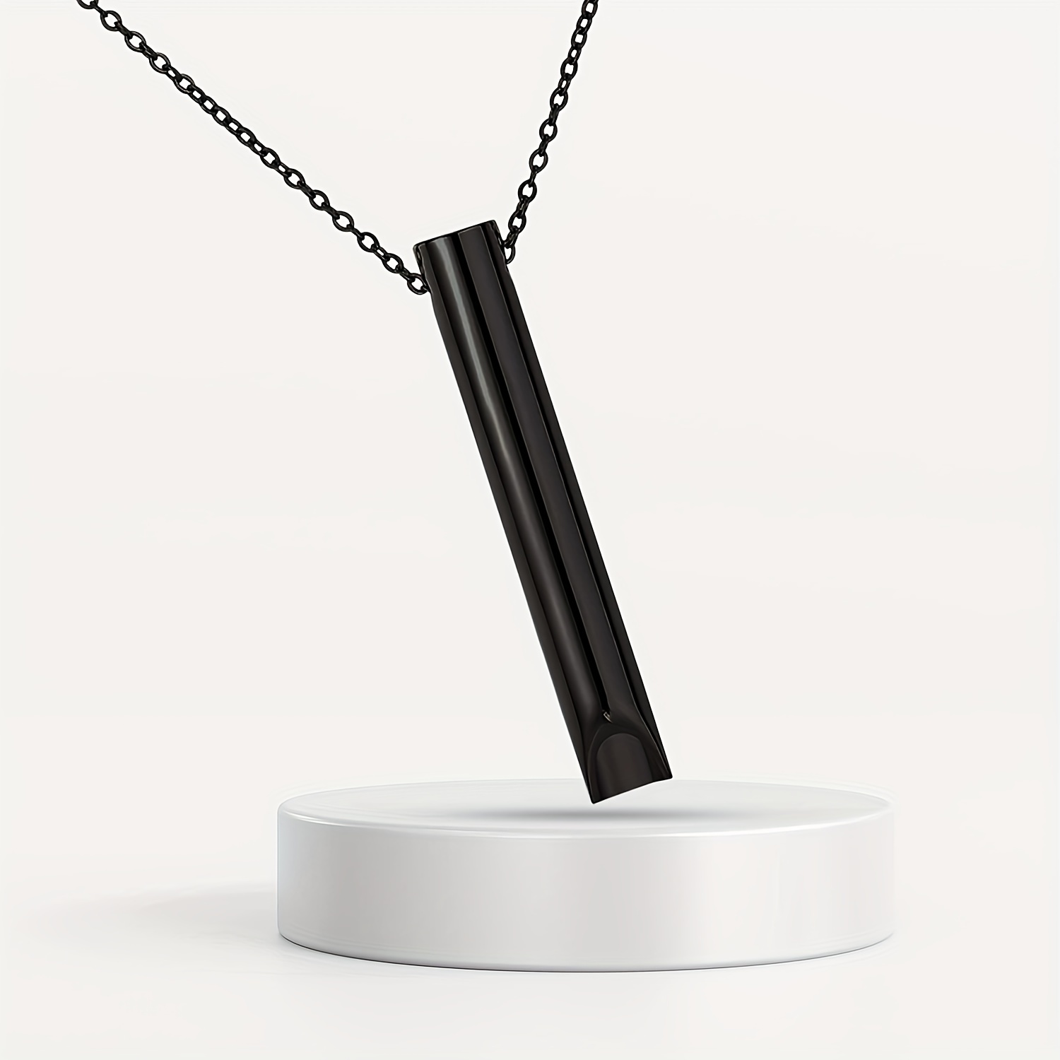 Collier de soulagement de l'anxiété Collier de respiration anti-stress  élégant collier pendentif en acier titane noir 90465