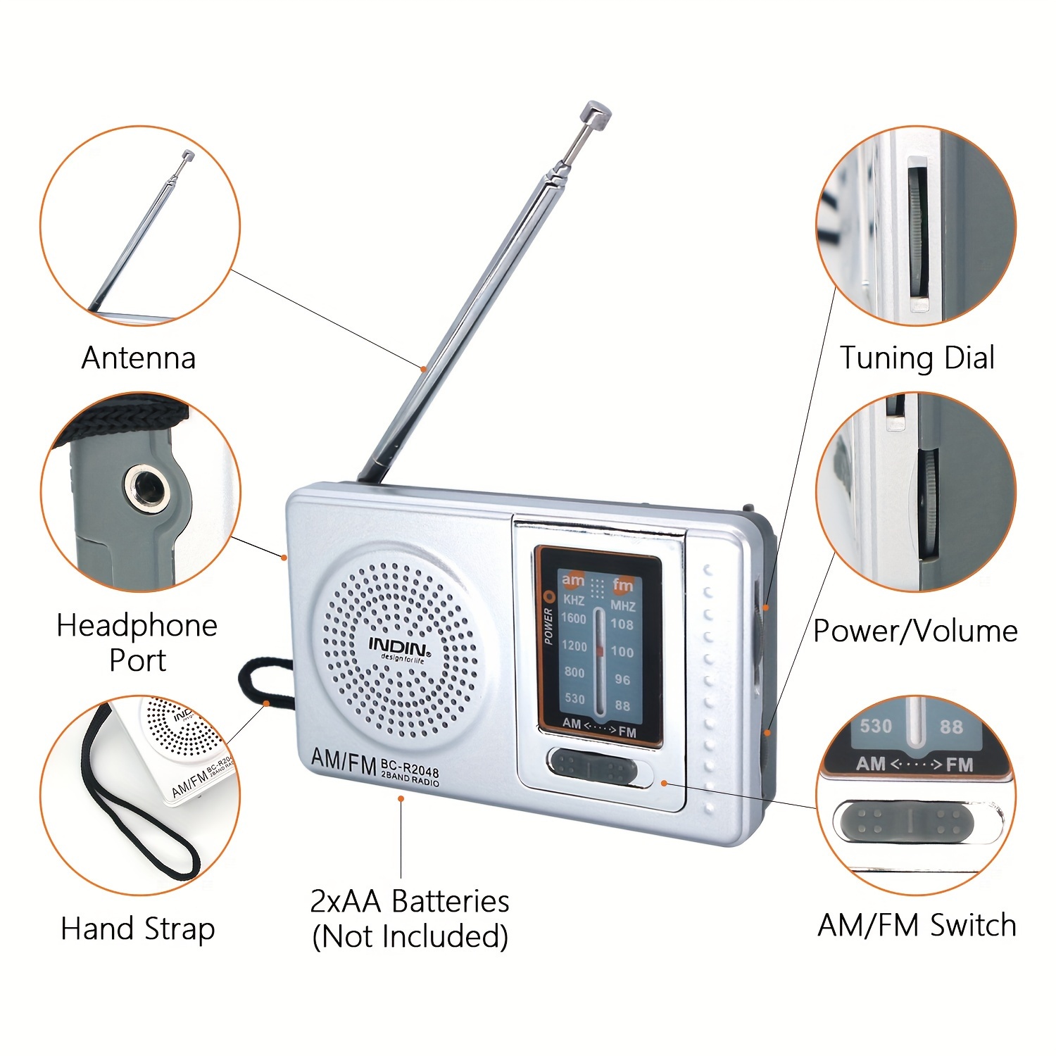 Pocket Radio, Small Portable Digital AM FM Battery Operated Radio with  Built-in Speaker 