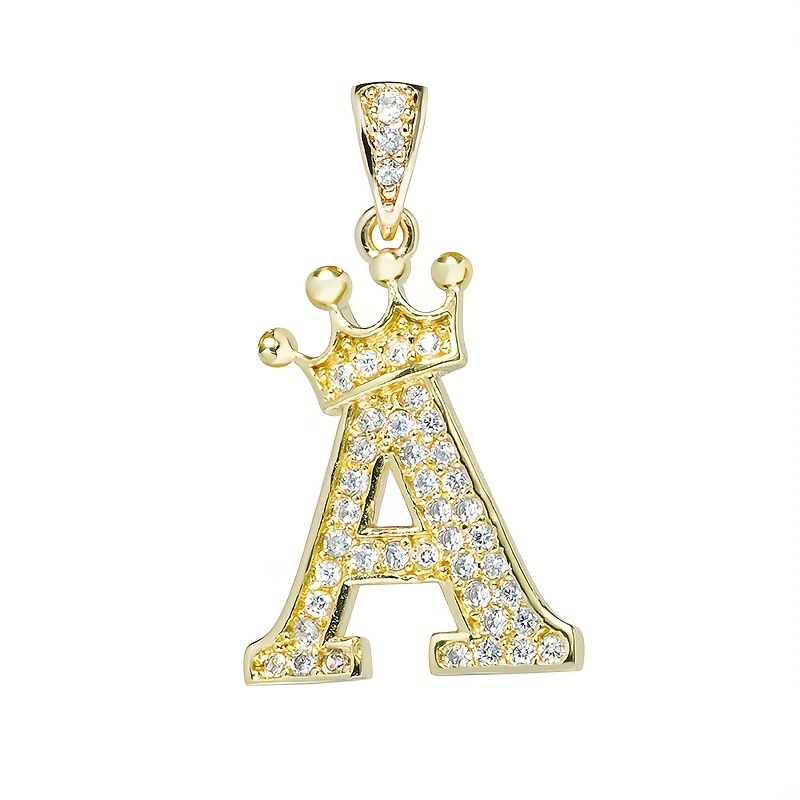 BETITETO 26Pieces A-Z Letter Charms Cubic Zirconia Gold Plated Brass Glitter Pendants for Making Jewelry Bracelets Necklace Earring DIY Craft