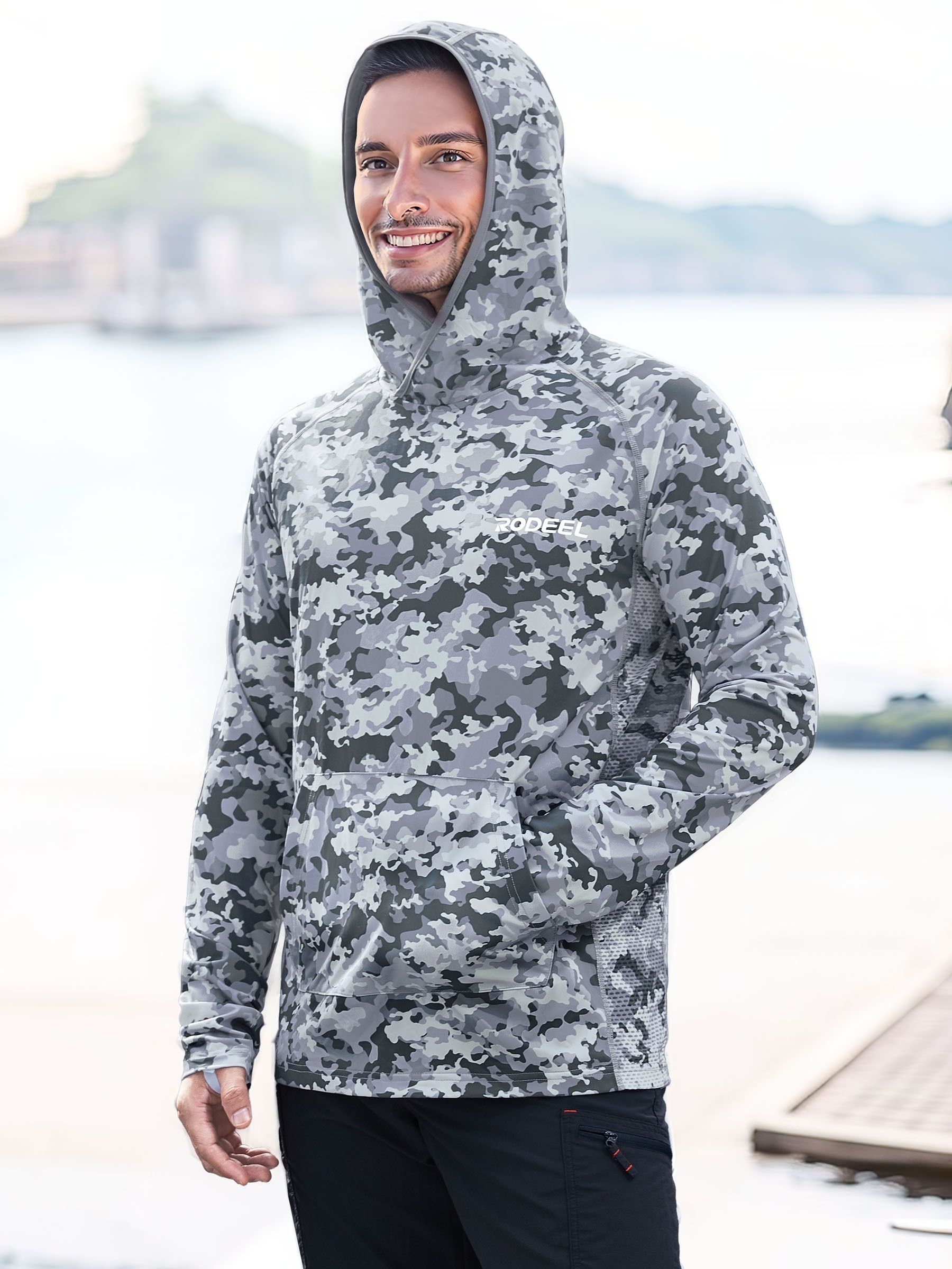 Men's Upf 50+ Sun Protection Hoodie Long Sleeve Camouflage - Temu Australia