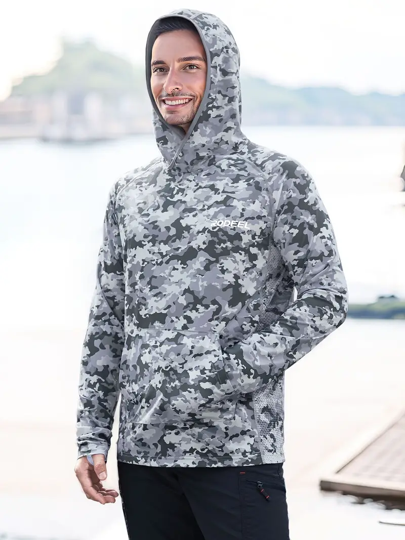 Men's Upf 50+ Sun Protection Hoodie Long Sleeve Camouflage - Temu
