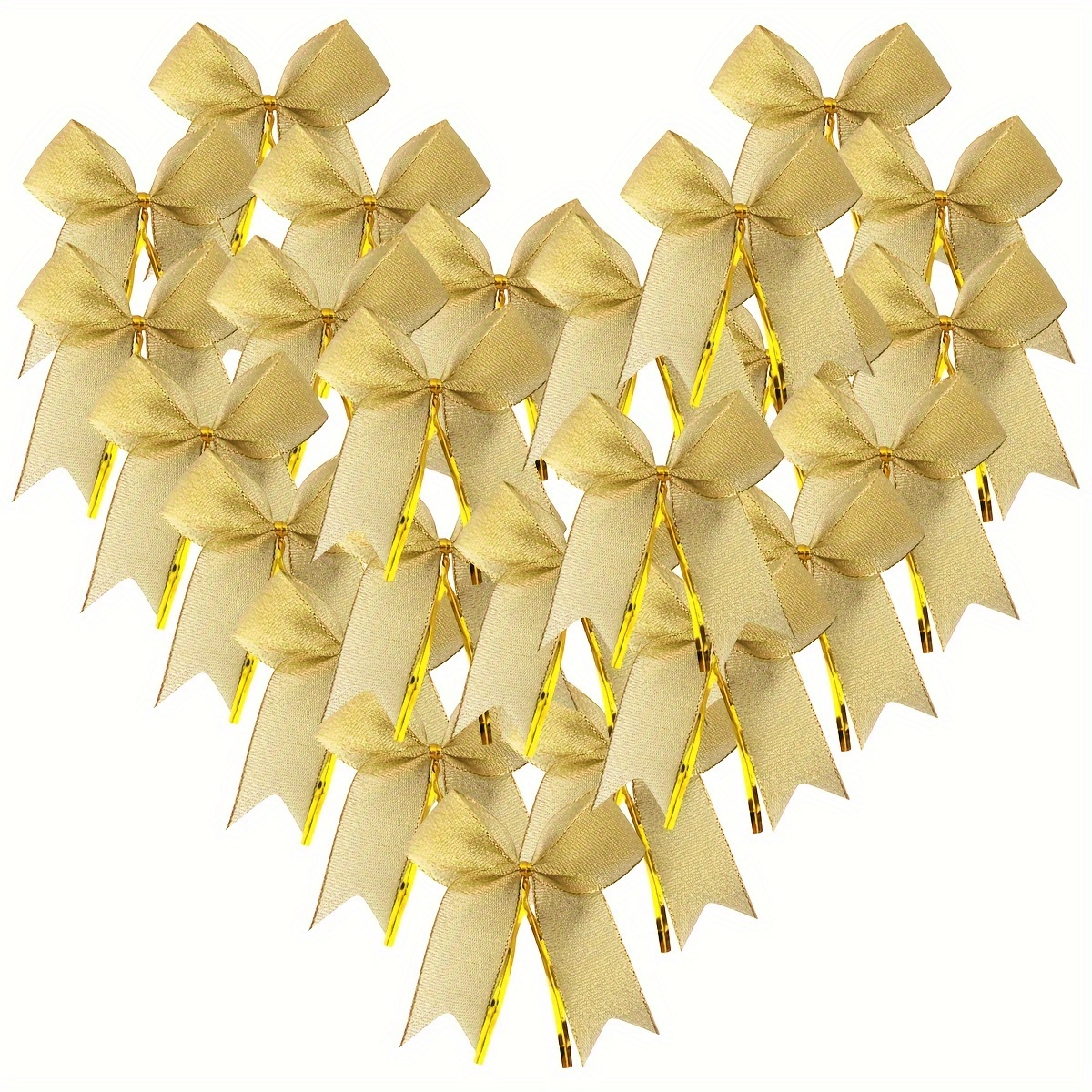 

50pcs Metallic Golden Bows Tie Bows For Gift Wrapping With Fish Tails Halloween Thanksgiving Decoration