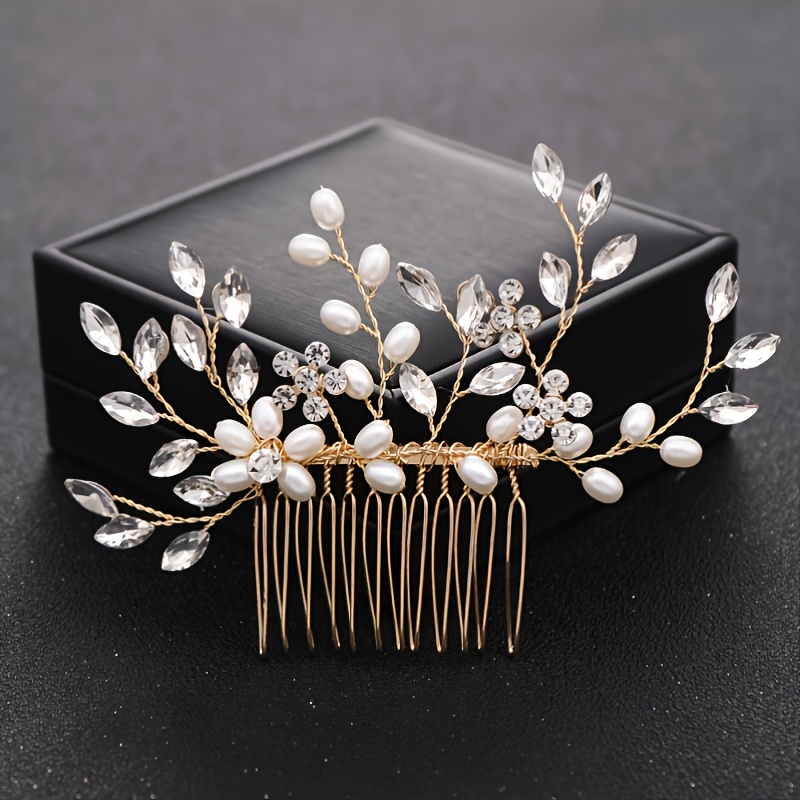 Crystal Flower Bridal Hair Comb with Silver Accents