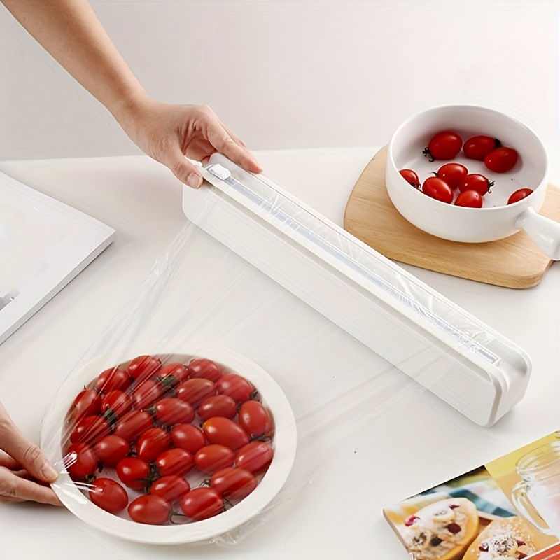 Magnetic Plastic Wrap Dispenser With Slide Cutter Suction - Temu
