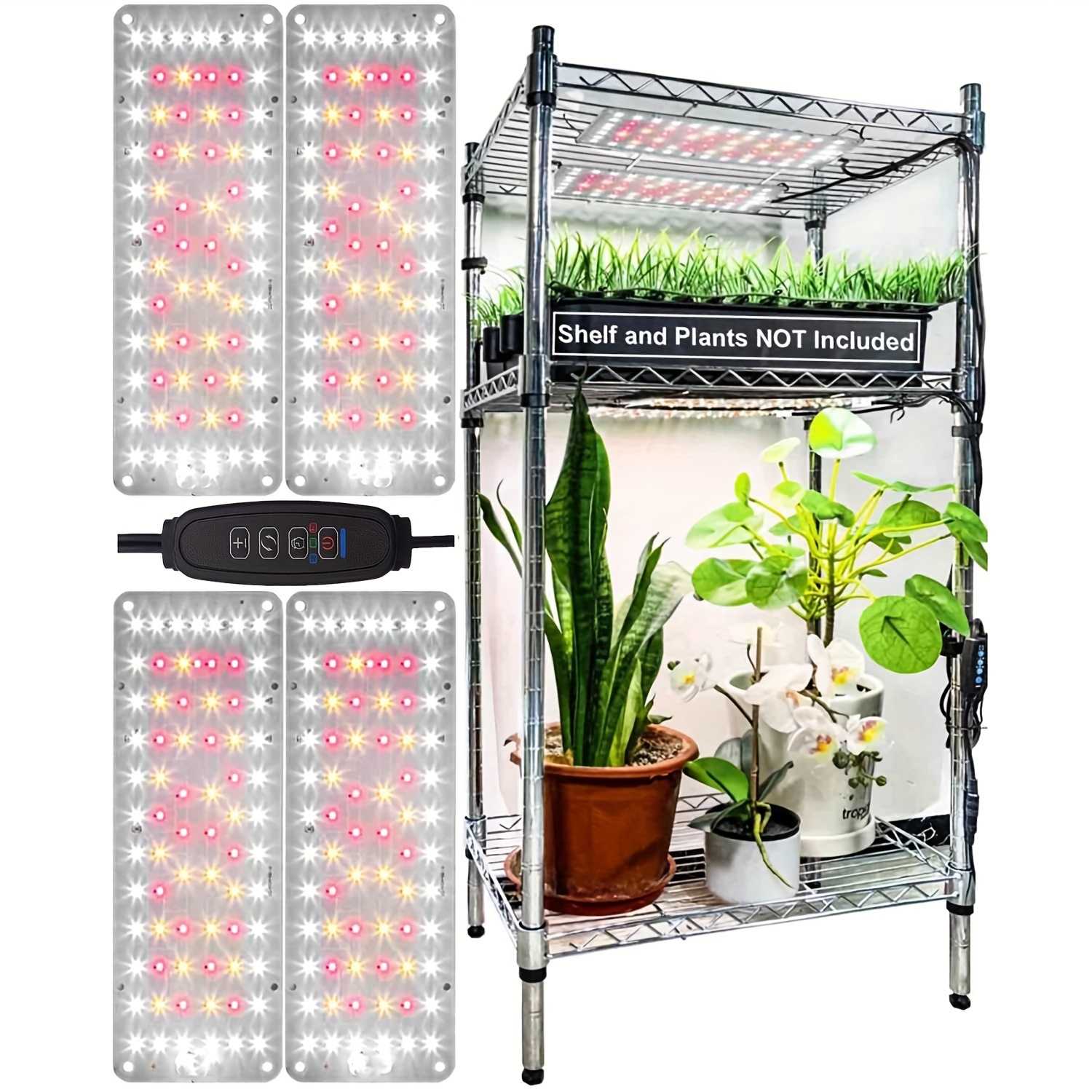 2 3 4pcs grow light full spectrum 50w 500w equiv led grow lights for indoor plants 6000k 3 spectrum modes dimmable timer durable aluminum ultra thin with 288 leds idea for seedlings greenhouse