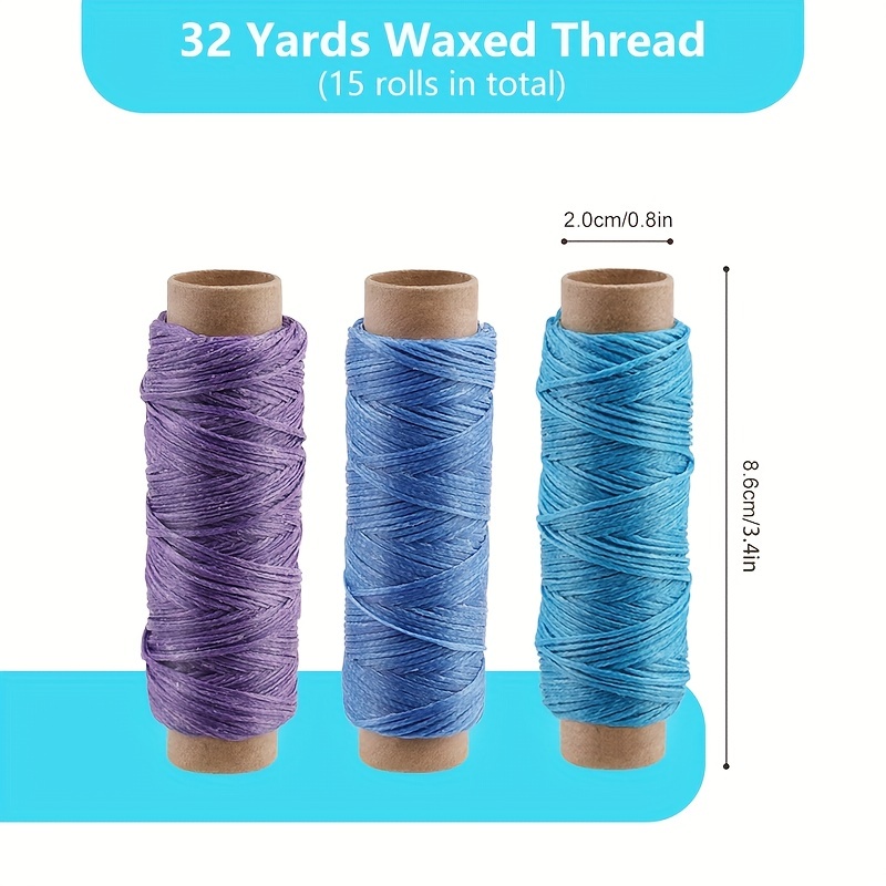 32 Yards Waxed Thread with Leather Hand Sewing Needles, 150D Flat Sewing Waxed Thread and Leather Repair Needles for Home Upholstery Carpet Leather