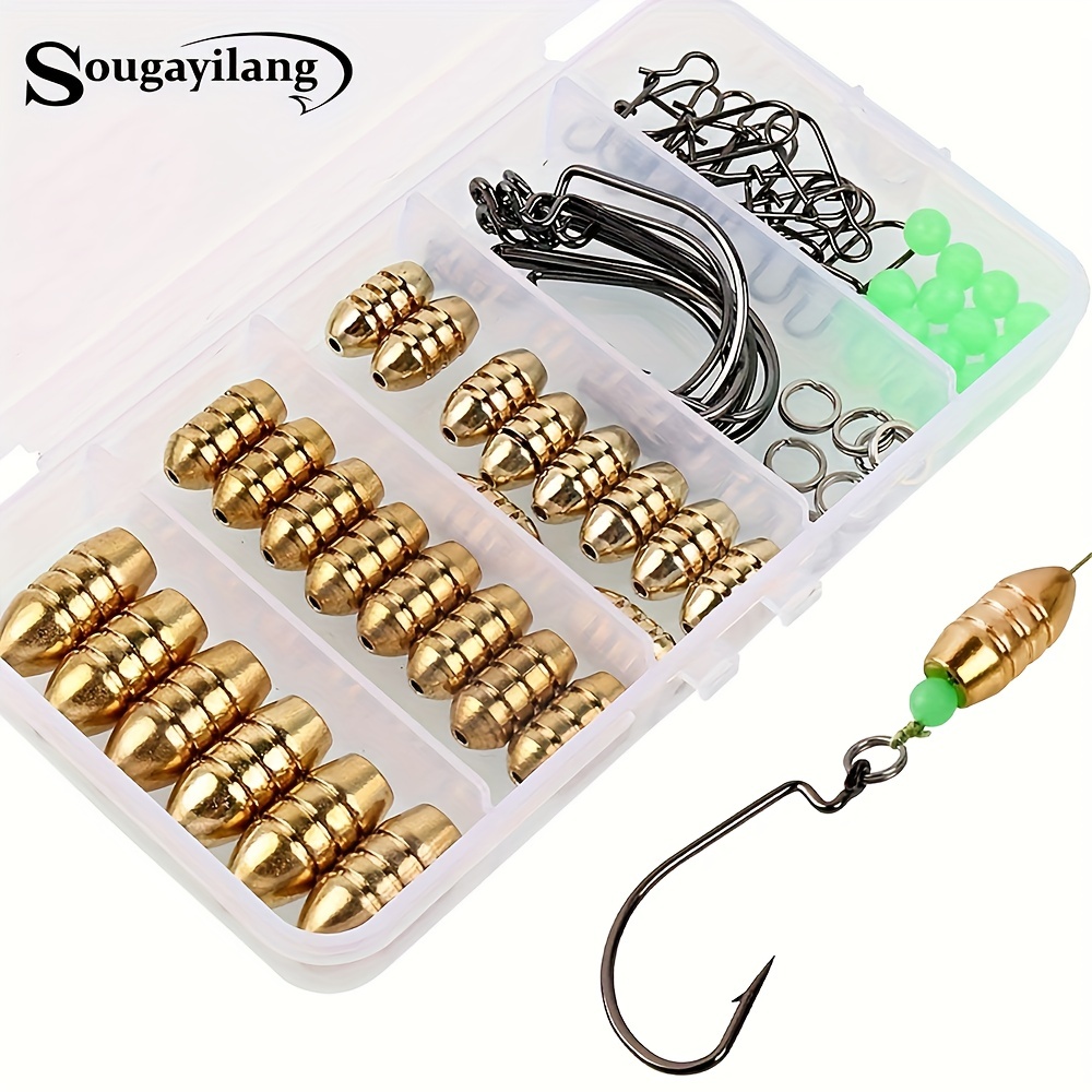 Fishing Tackle Kit 100Pcs Accessories Lures/Sinker/Weights/Beads/Hooks/Swivels