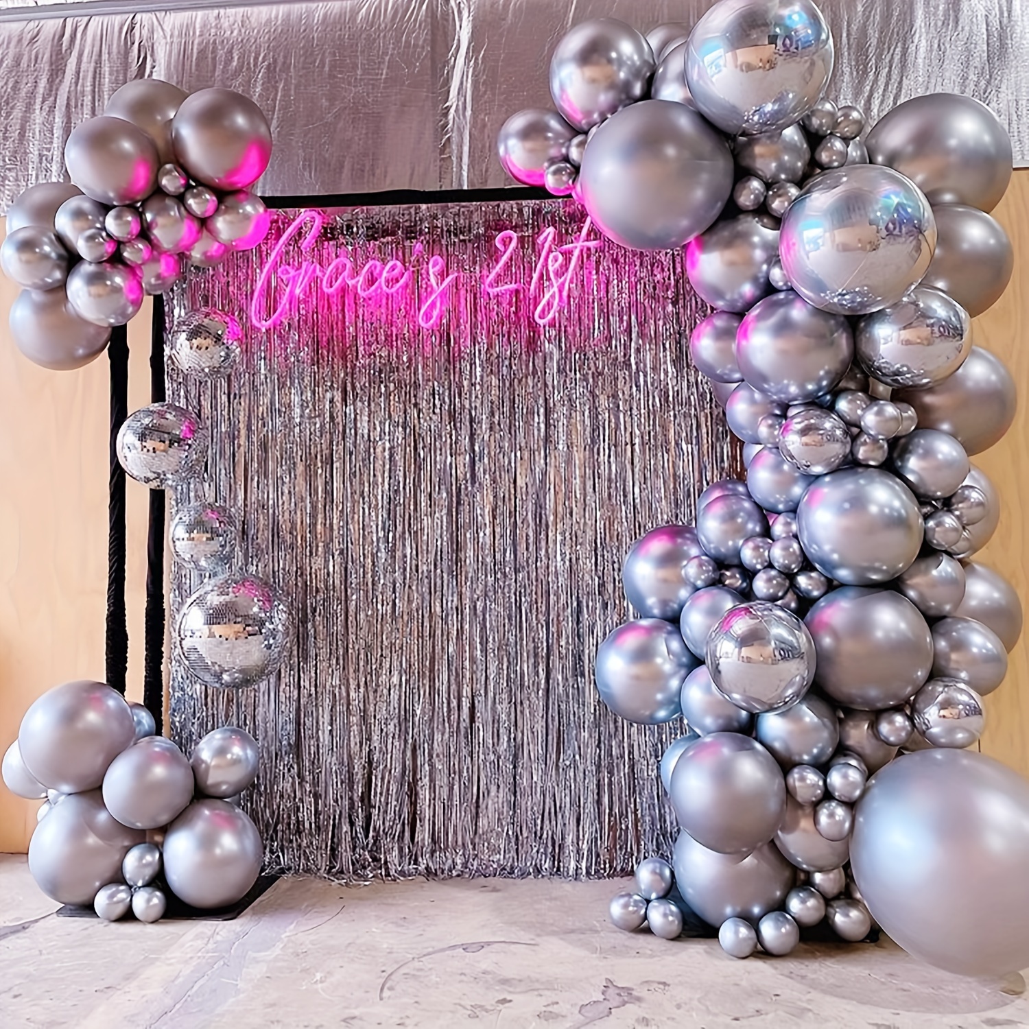  Juego de 73 globos plateados cromados, guirnalda de globos  plateados de 5/10/12/18 pulgadas, globos plateados metálicos de diferentes  tamaños como baby shower, cumpleaños, aniversario, boda, Navidad,  decoraciones de fiesta : Juguetes