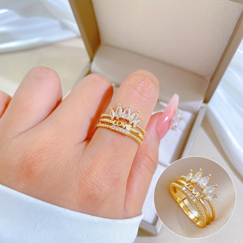 Classic Love Crown Stainless Steel Ring for Women