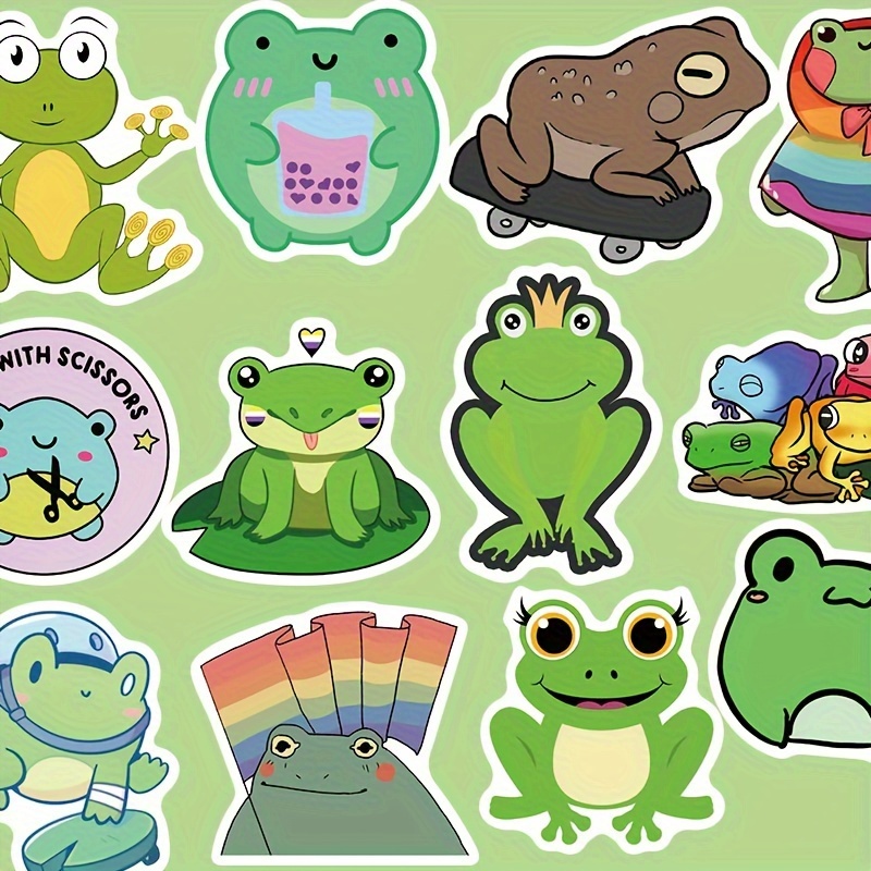 Cute Fat Frog Waterproof Doodle Sticker Laptop Phone Case - Temu