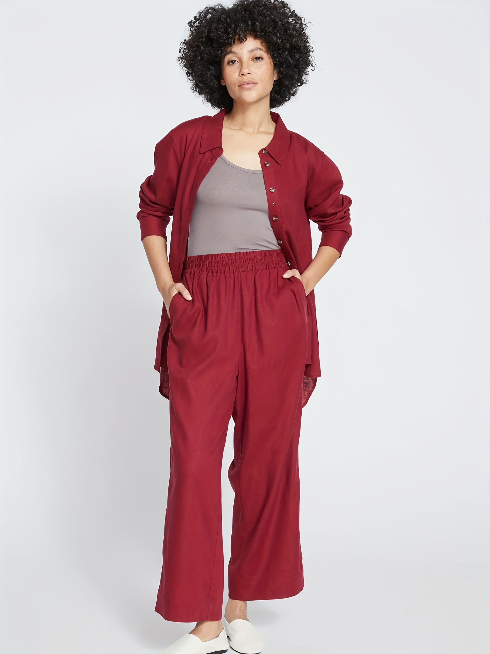 Plus Size High Rise Stretch Pants: Elastic, Flap Pocket, Casual Style For  Women From Yoqlob, $13.24
