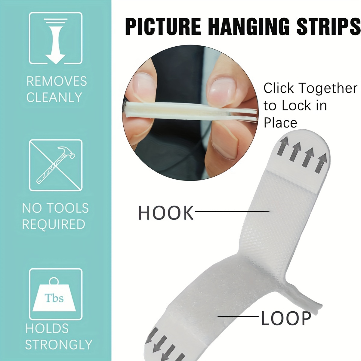 Large Picture Hanging Strip Detachable Double Hook With - Temu