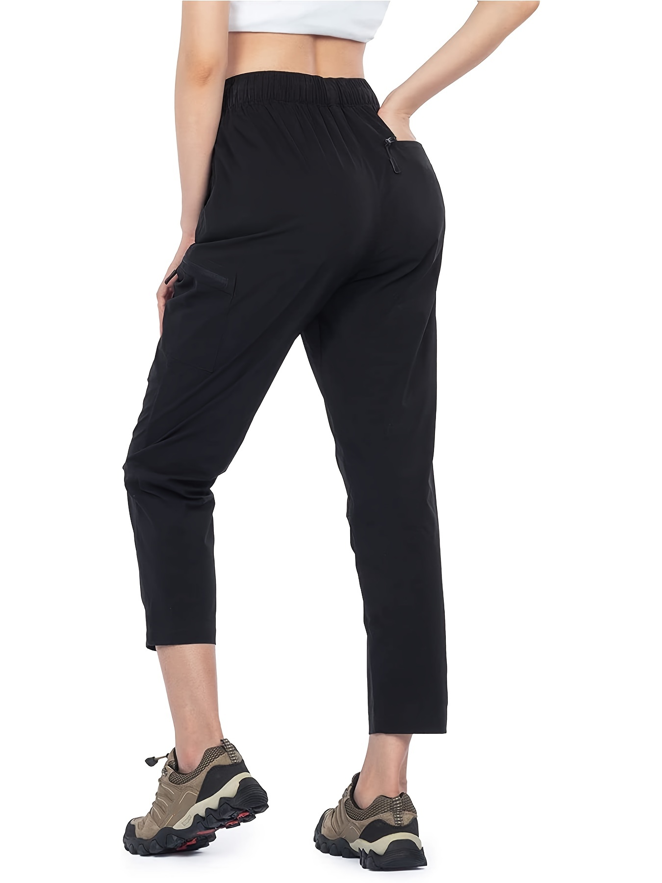  Women's Capri Yoga Pants Quick Dry High Waisted Hiking Lightweight  Pants Drawstring Outdoor Pants for Women Black : Clothing, Shoes & Jewelry