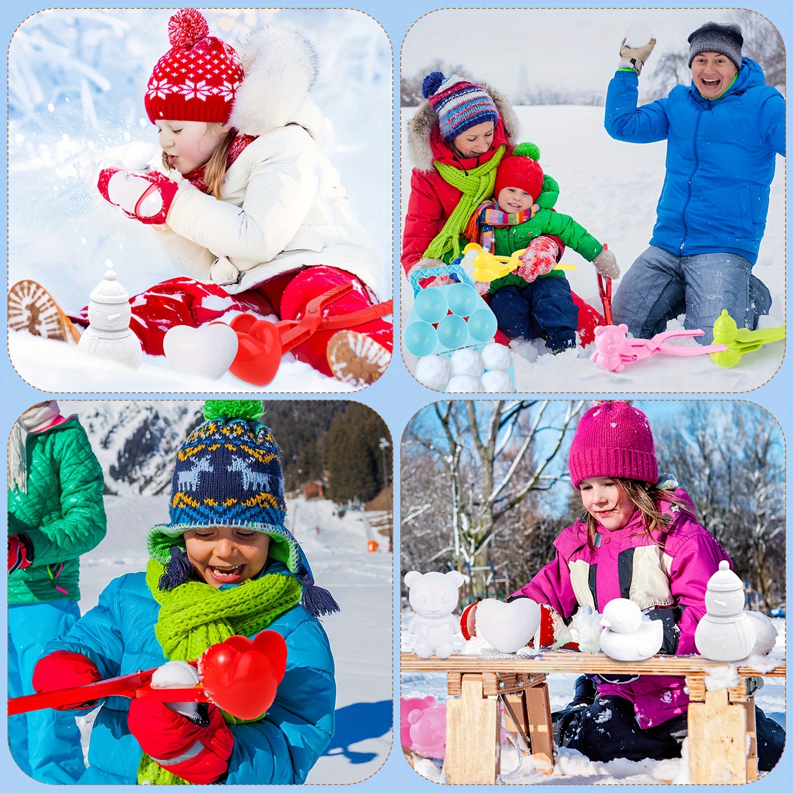 Unplugged Explorers 6 pc. Ultimate Snow Toys kit, Winter Sports- 1 Red  Sled, Snow Brick Maker, Snow Digger & Snow Mold, 2 Snowball Makers (1 Free)  1 Oversized Winter Toys Storage Gift Box