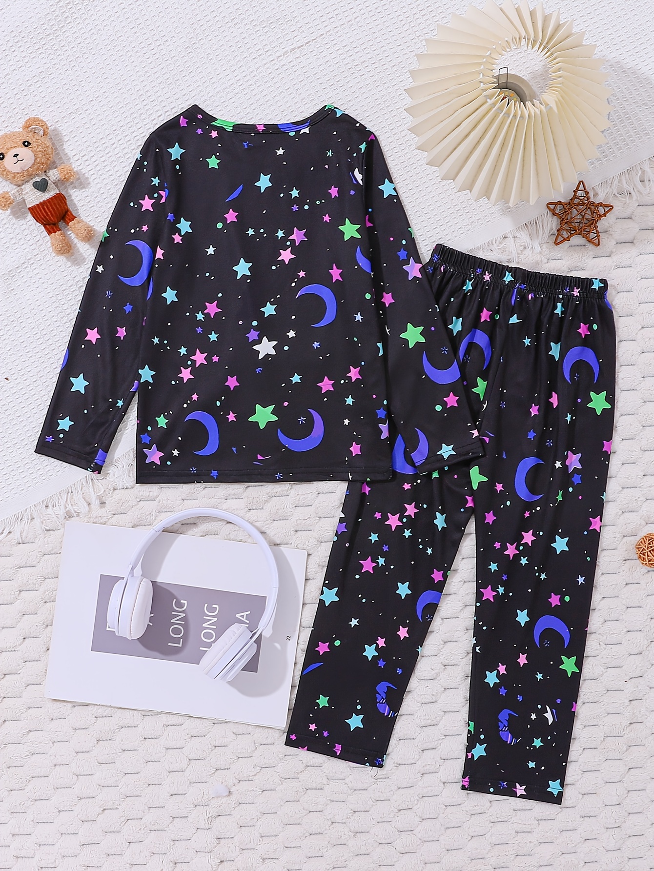 Toddler Girls Pajama Sets Luminous Stars Moon Pattern Round - Temu Canada