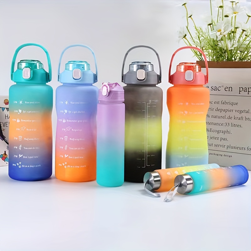 Gradient Water Bottle Set Portable Leakproof Bpa Free - Temu