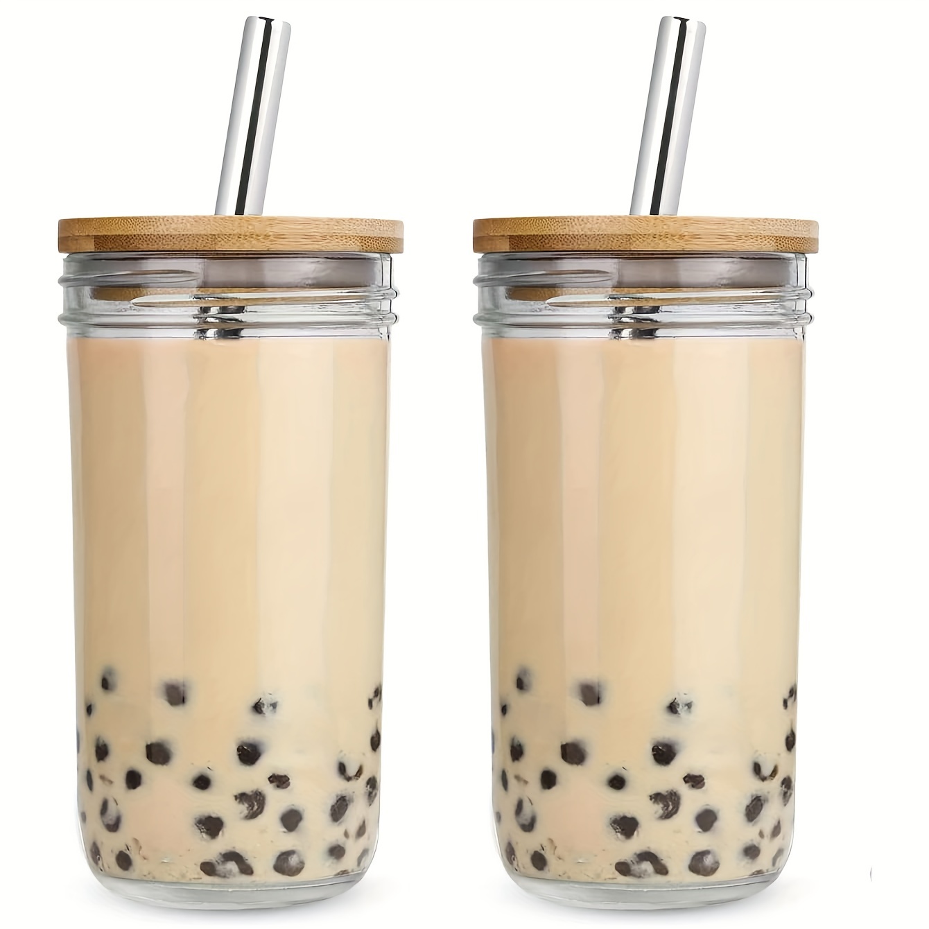 16oz Cups With Lids And Straws Iced Coffee Cups Coffee Cups Beer Shaped Cups  With Lids And Straw High Borosilicate Glass Water Cup With Airtight Lids  Straws Mason Cup With Lid Straw