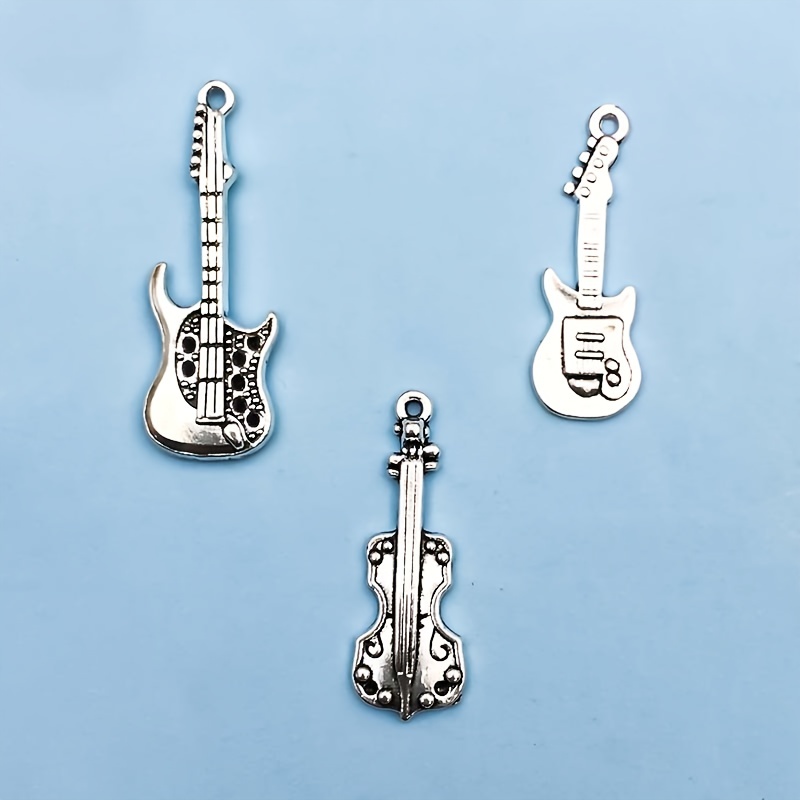 Randomly Mix 15pcs Antique Silver Musical Instrument Charms Pendants For  Jewelry Making Guitar Piano Violin Findings Crafting Accessory For DIY  Neckla