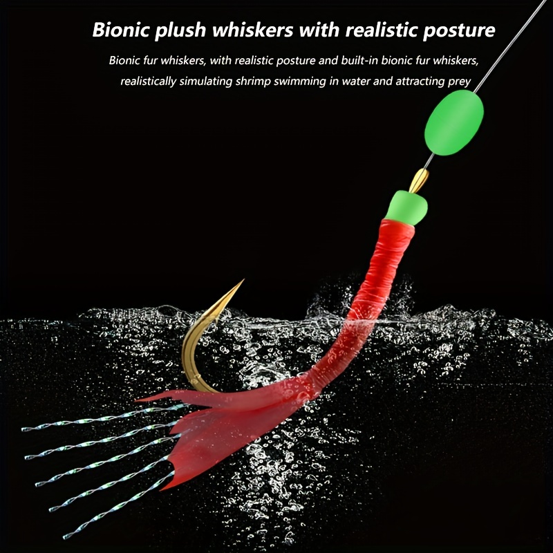 One Pair 6 Artificial Red Shrimp Skin Hooks Bionic Fishing - Temu
