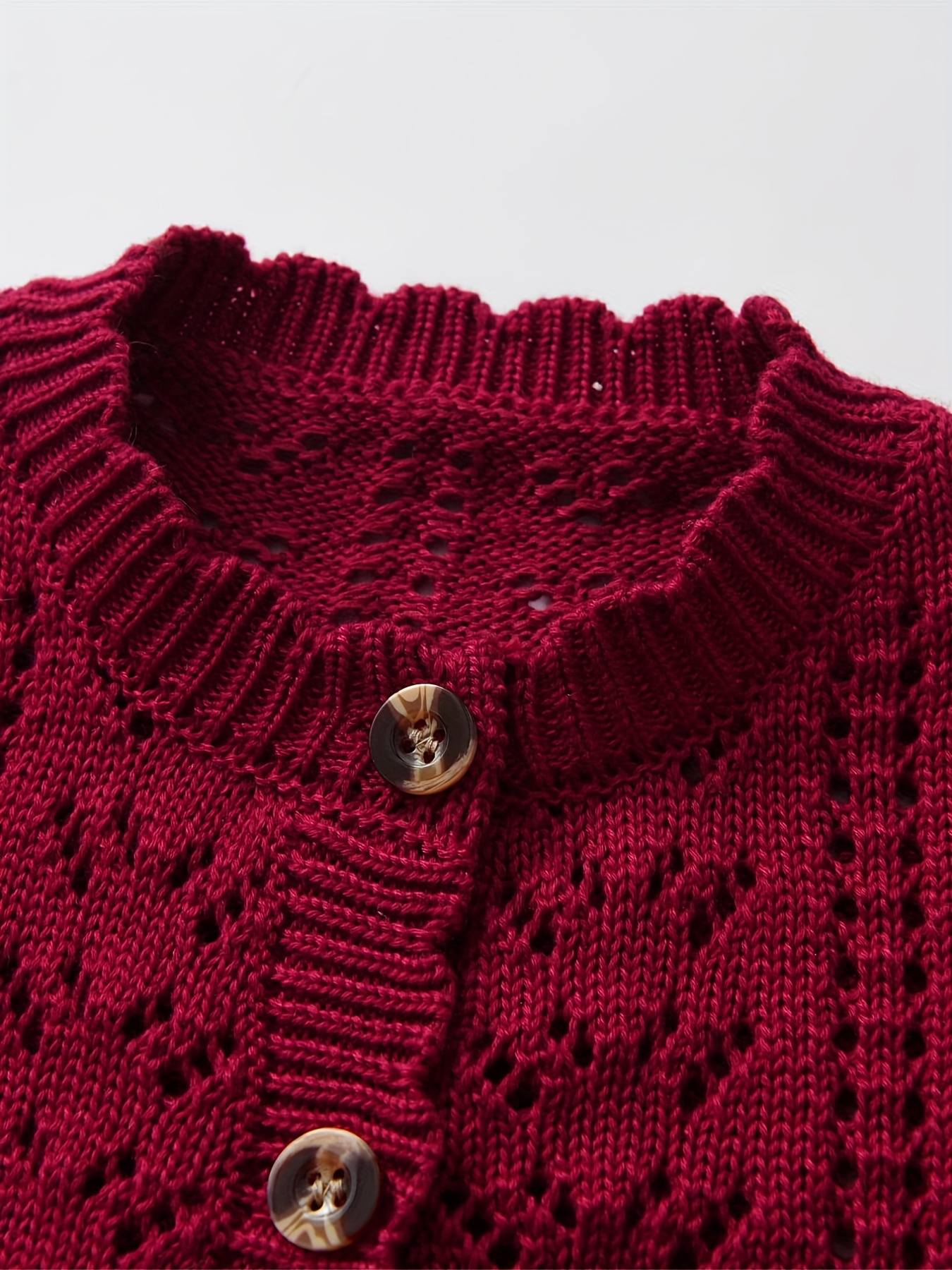 Baby Girls Sweater Coat, Kids Petal Neck Cut Out Knit Top, Elegant