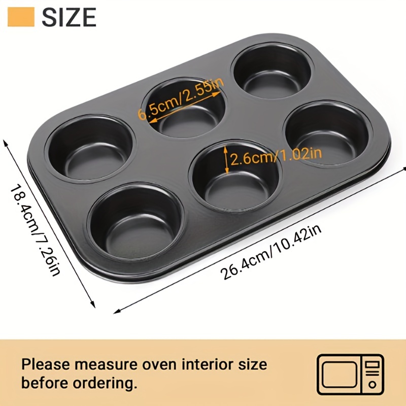 Nonstick Brownie Pans, 6 Cavity Black Brownie Muffin Pan Cake Pan