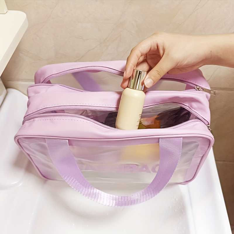 Large Capacity Travel Toiletry Cosmetic Bag PVC Wash Bag Storage Makeup  Bags Organizer with Handle Toiletry Bag for Purse