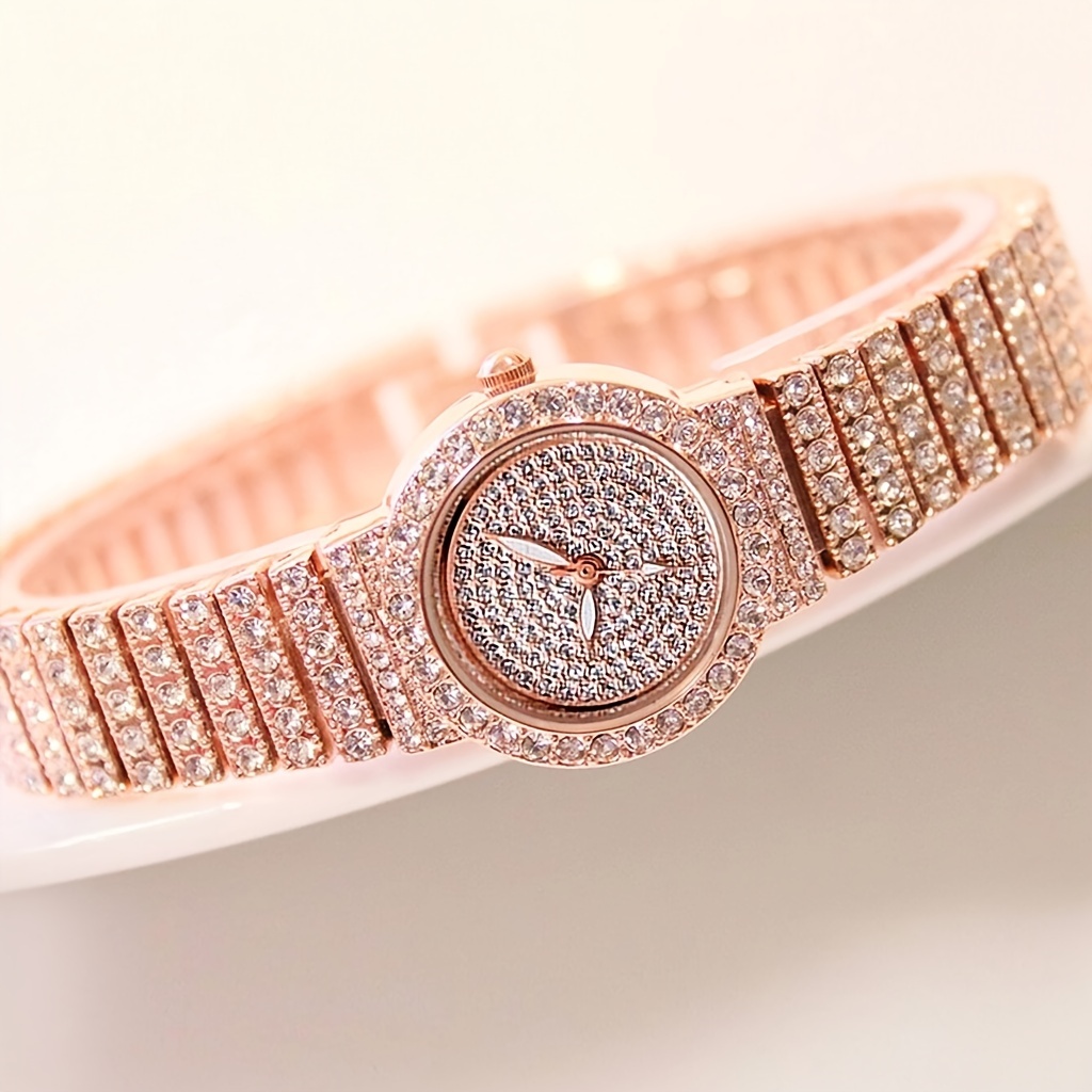 Rhinestone Thin Strap Girls Bracelet Quartz Watch Fancy - Temu