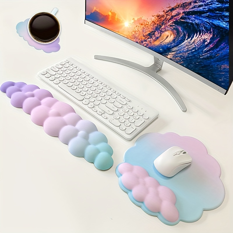 Almohadilla de reposamuñecas para teclado, almohadilla de ratón de espuma  viscoelástica, fibra Superfina para PC, ordenador