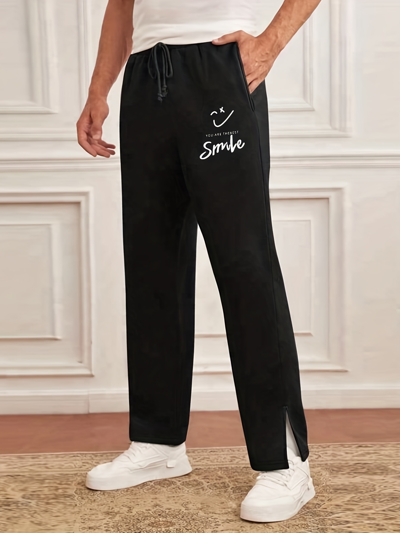 Pheidole Mens Fashion Smile Face Graphic Casual Pants Plus Size