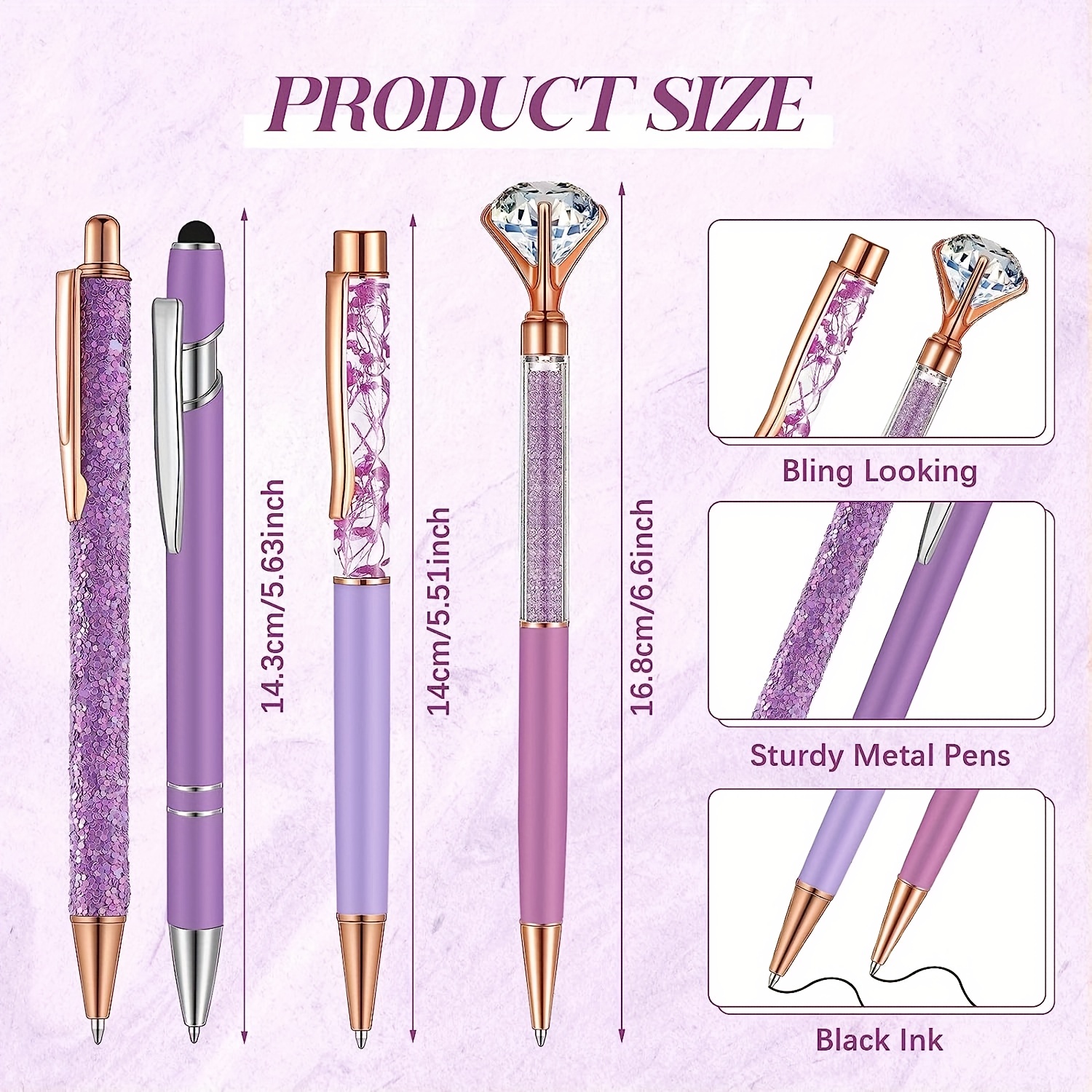 Rose Golden Ballpoint Pen Set For Women Ballpoint Fancy Pens - Temu