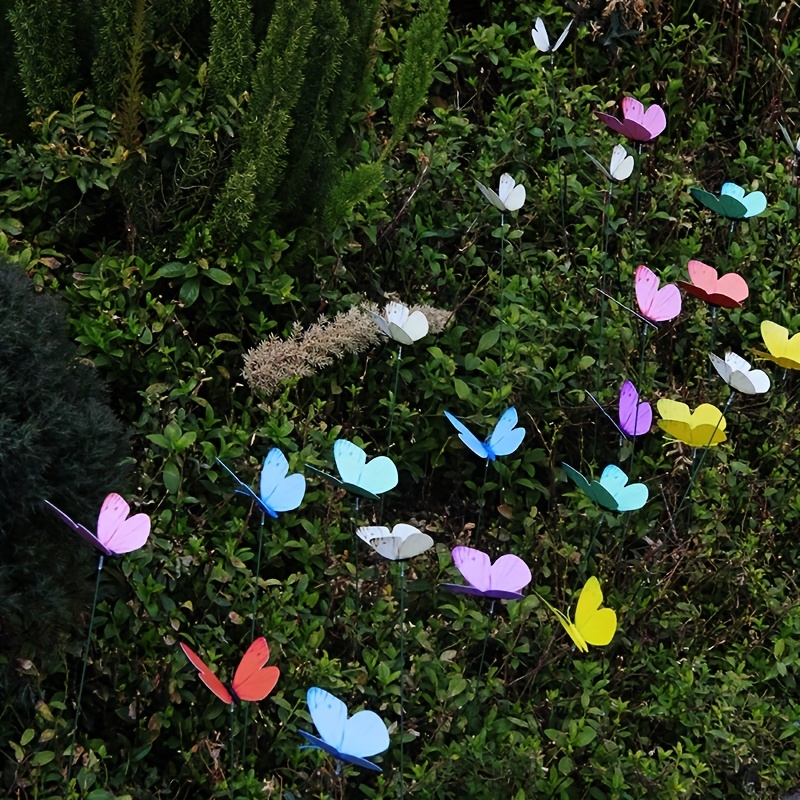 10pcs Butterfly Garden Stake Plastic Yard Sign - Garden Decor