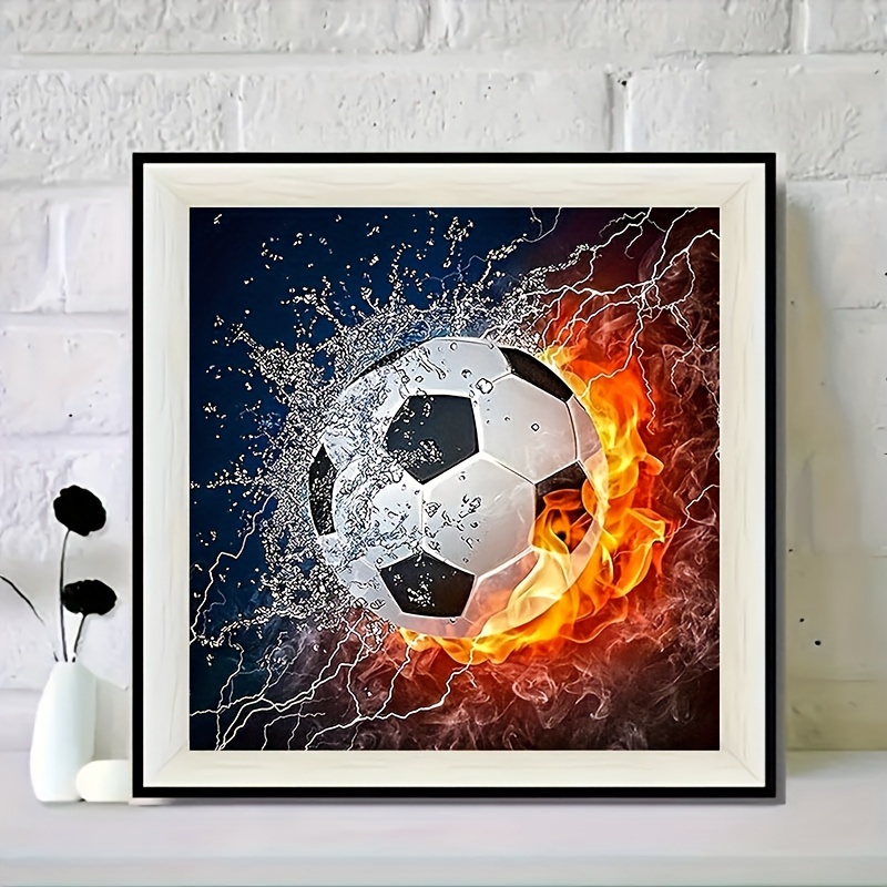 

Cool Football Sports Tool For Adults 5d Diy Diamond Art Tool For Beginners Round Full Diamond Diamond Gemstone Painting Art Decoration Gift For Home , Crafts And Sewing Supplies