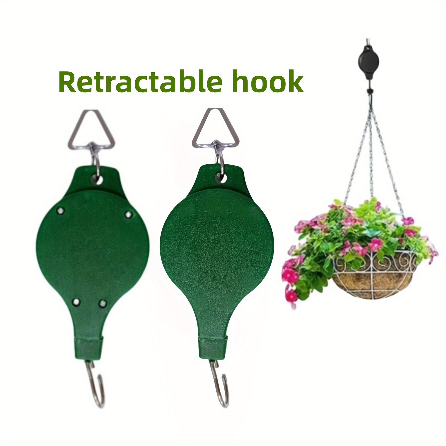 1pc, Pulley Type Plant Hooks, Retractable Plant Hook Pendant For Hanging  Baskets Pots, Adjustable To Any Hanging Basket Height, Improve Plant Light  Ti