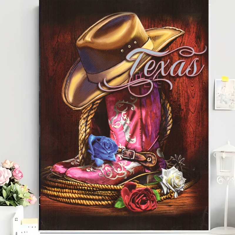 5d Diamond Painting Set Cowboy Boots And Hat Pattern - Temu