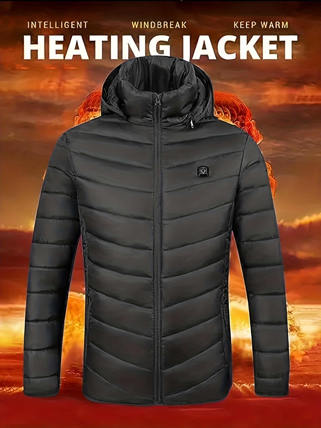 Men's Heated Jacket Lightweight Warm Windproof Electric Insulated