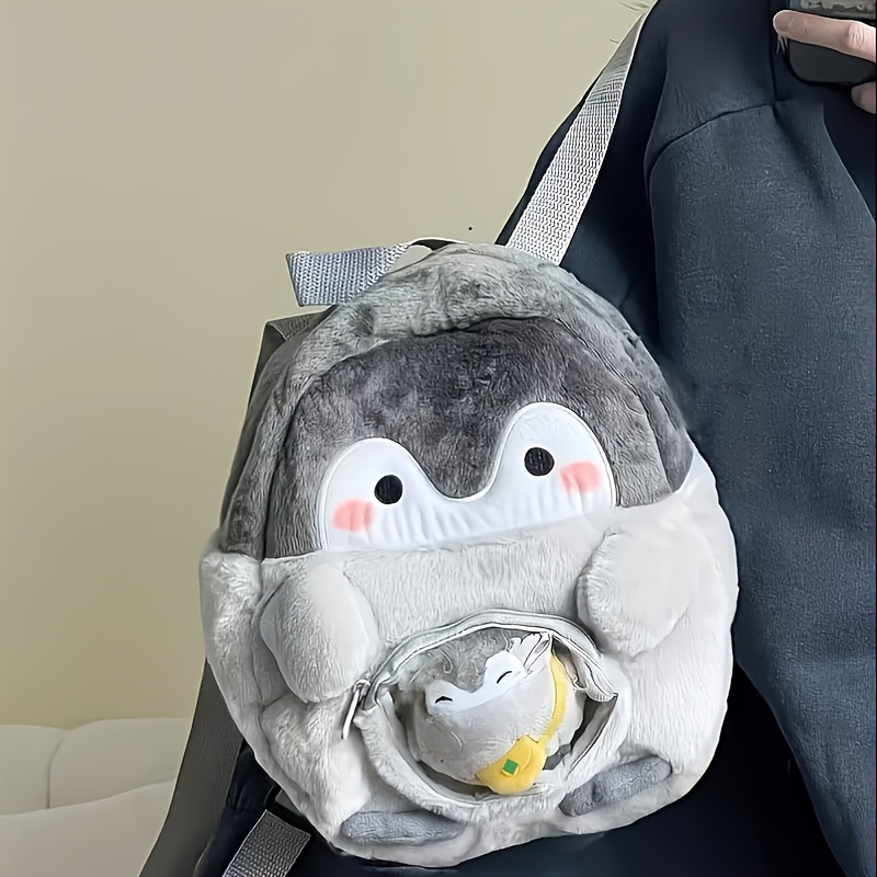 Penguin Cartoon Backpack Cute Doll Plush Mini Utility Bag - Temu Australia