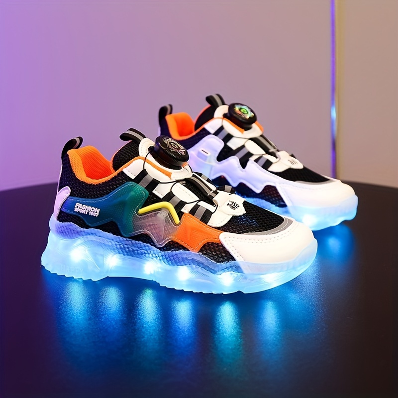 Casual High Top Skateboard Shoes With Usb Charging Light And - Temu