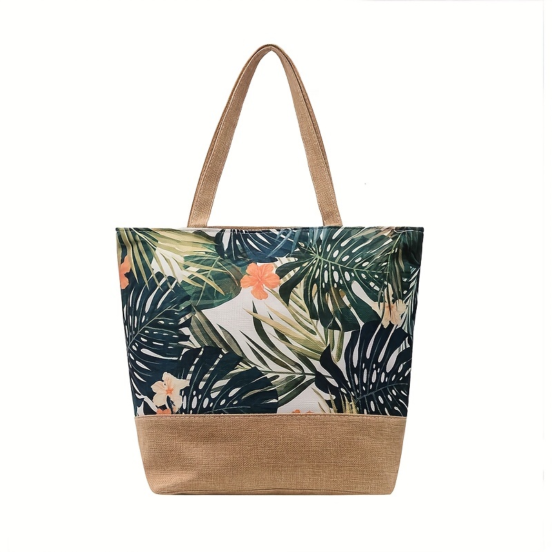 Tropic Pattern Tote Bag Holiday Summer Beach Bag Travel Bag - Temu