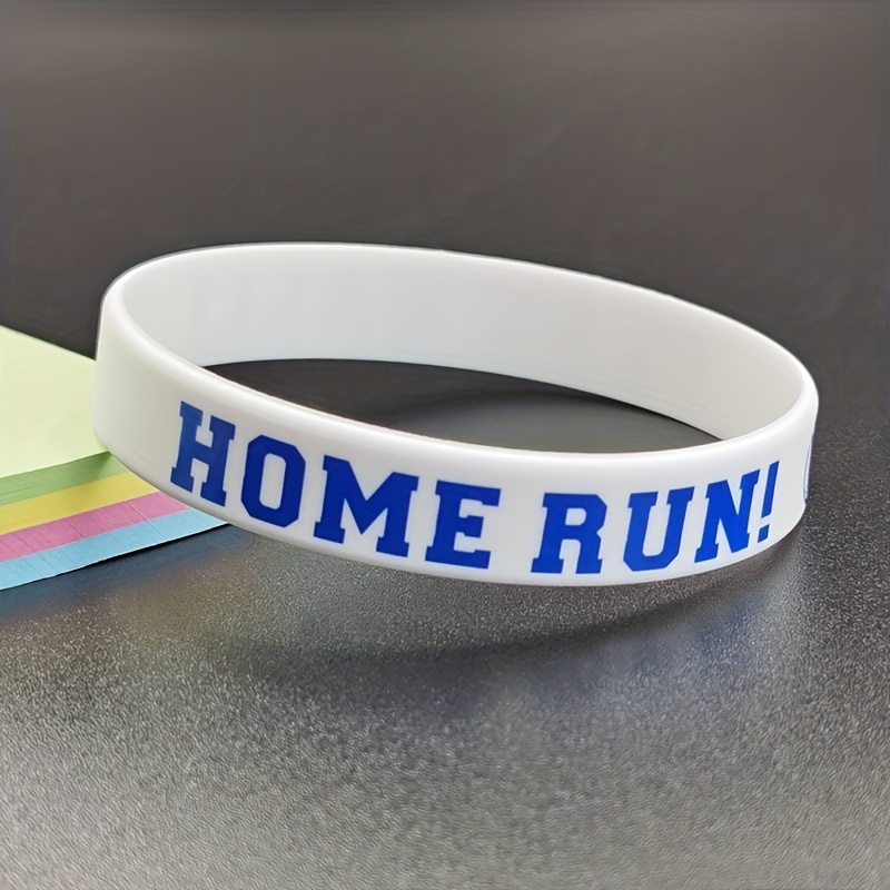 1pc Baseball & Softball Cheer Up Silicone Bracelet Home Run Play Ball Slogan Graphic Sports Wristband,Temu