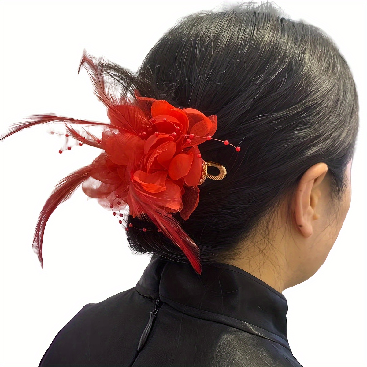 Flower Faux Feather Corsage Hair Band Hair Clip Elegant - Temu