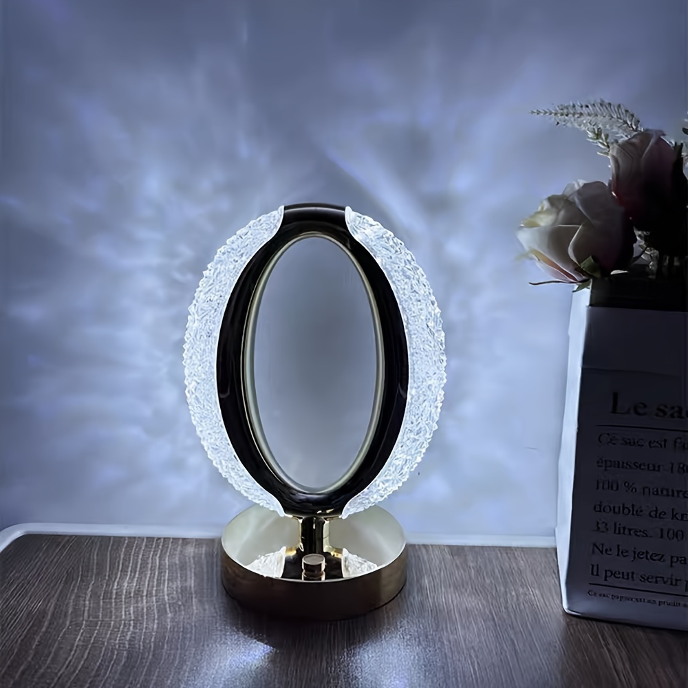 round crystal table lamp three color dimmable touch control details 6