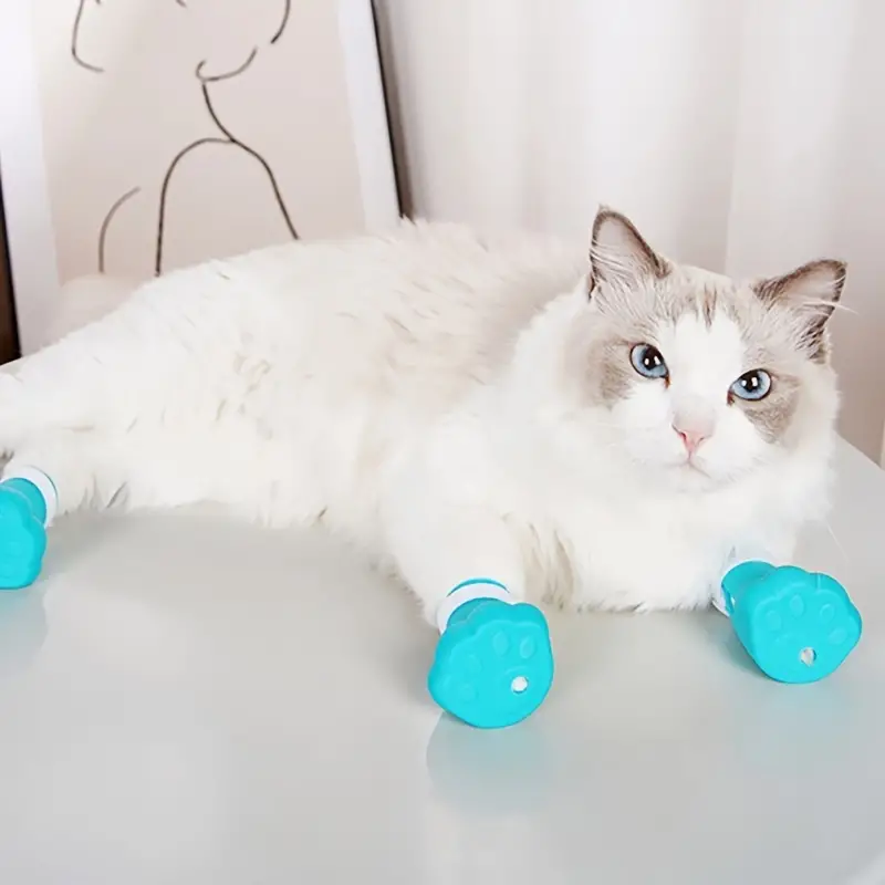 adjustable cat anti scratch shoes anti scratch cat feet claw covers pet grooming supplies details 0