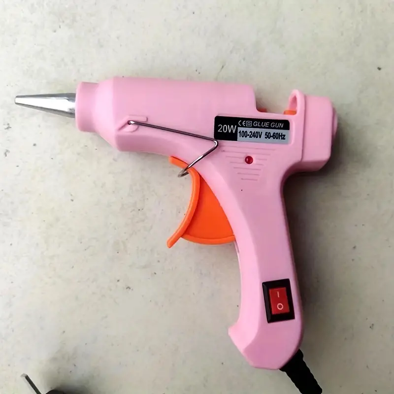 1 set 20W Hot Melt Glue Gun With Glues Stick Industrial Craft Mini Guns  Thermo Electric Heat Temperature Tool For DIY Jewelry Making (Pink-US)