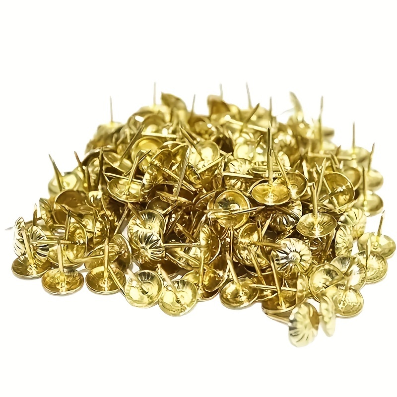 QZOOVNJ 3/4” Gold Nail Pins Upholstery Nail Tacks, Furniture Thumb Tack  Pins Assortment Kit for Jewelry Gift Box Sofa Decoration 100PCS  (3/4”(19mm)