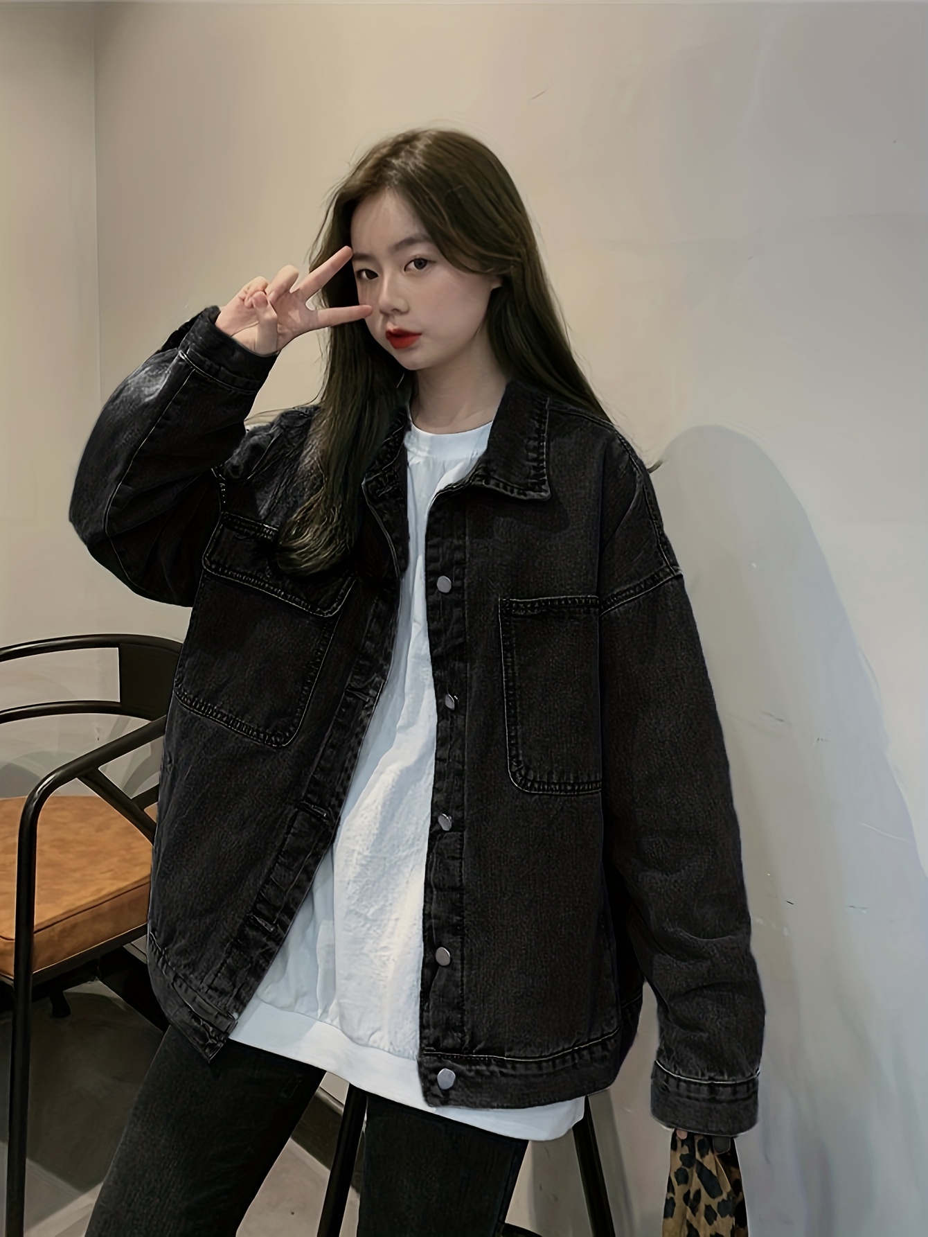 Plain black hotsell denim jacket