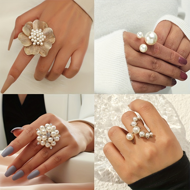 French Romantic Ring with Spherical Stone, Adjustable, Party Accessory