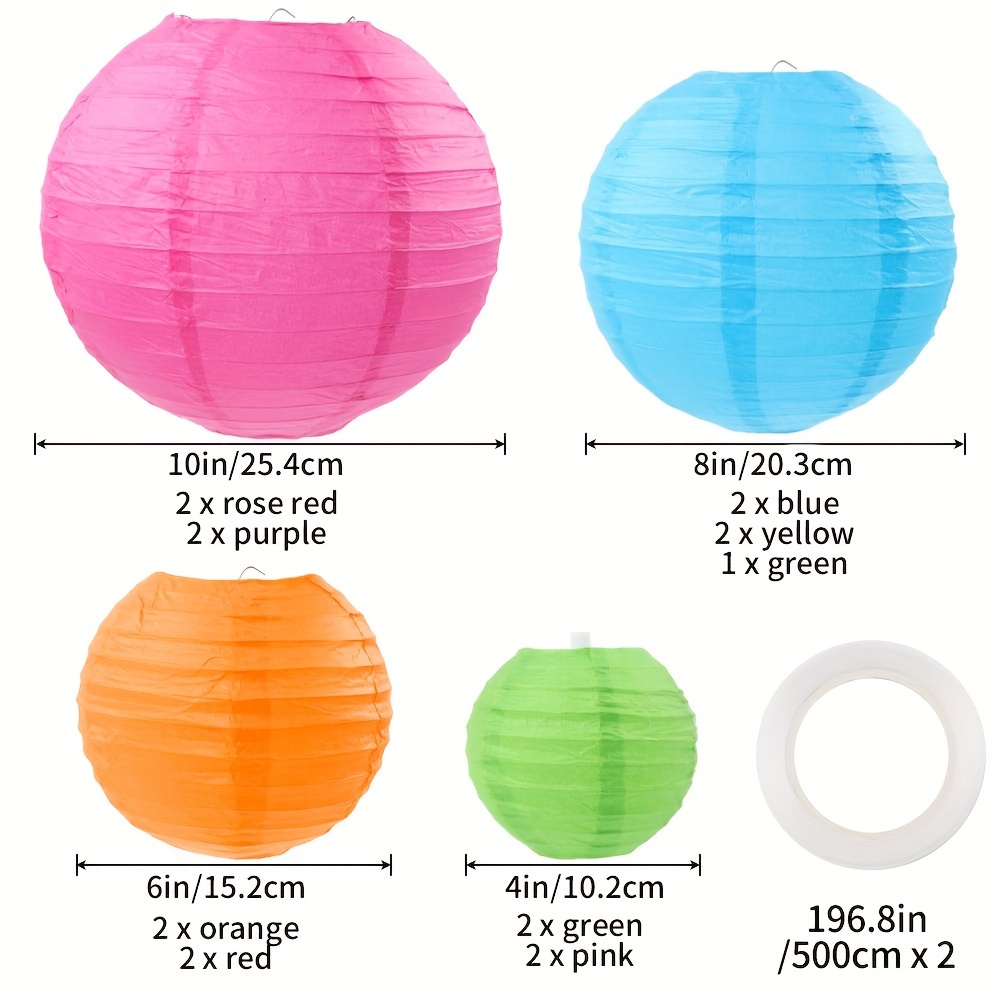 16pcs Colorful Paper Lanterns -  shop