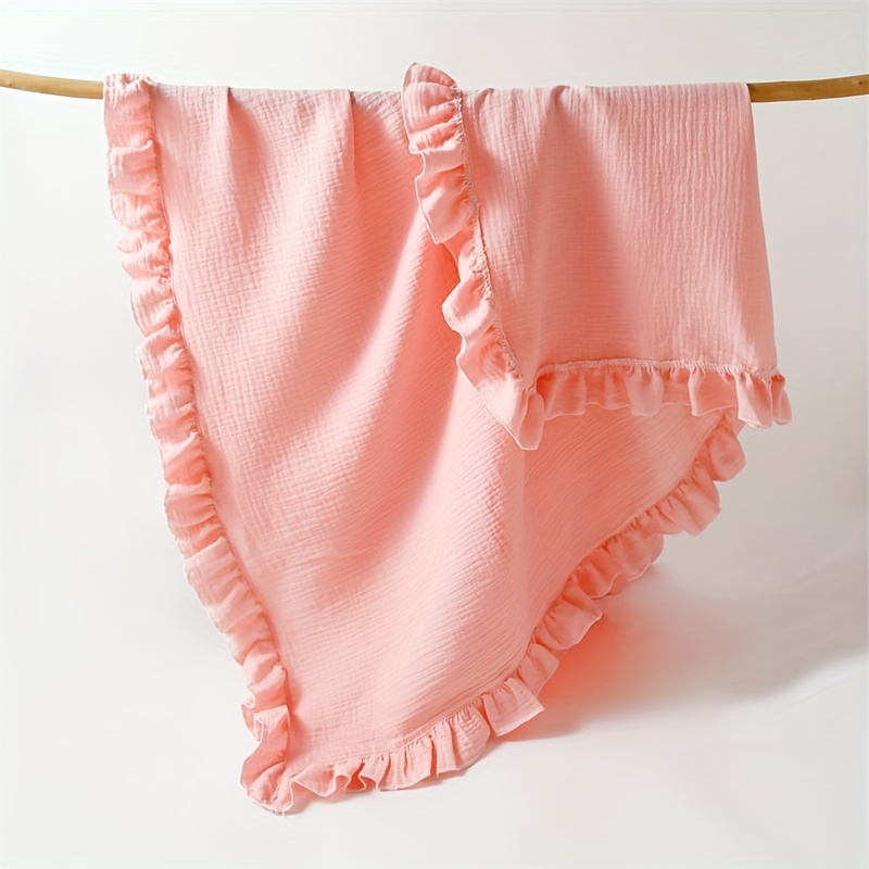 

Baby Plain Color Lace Gauze Blanket, Children Lotus Leaf Bath Towel, Soft Blanket