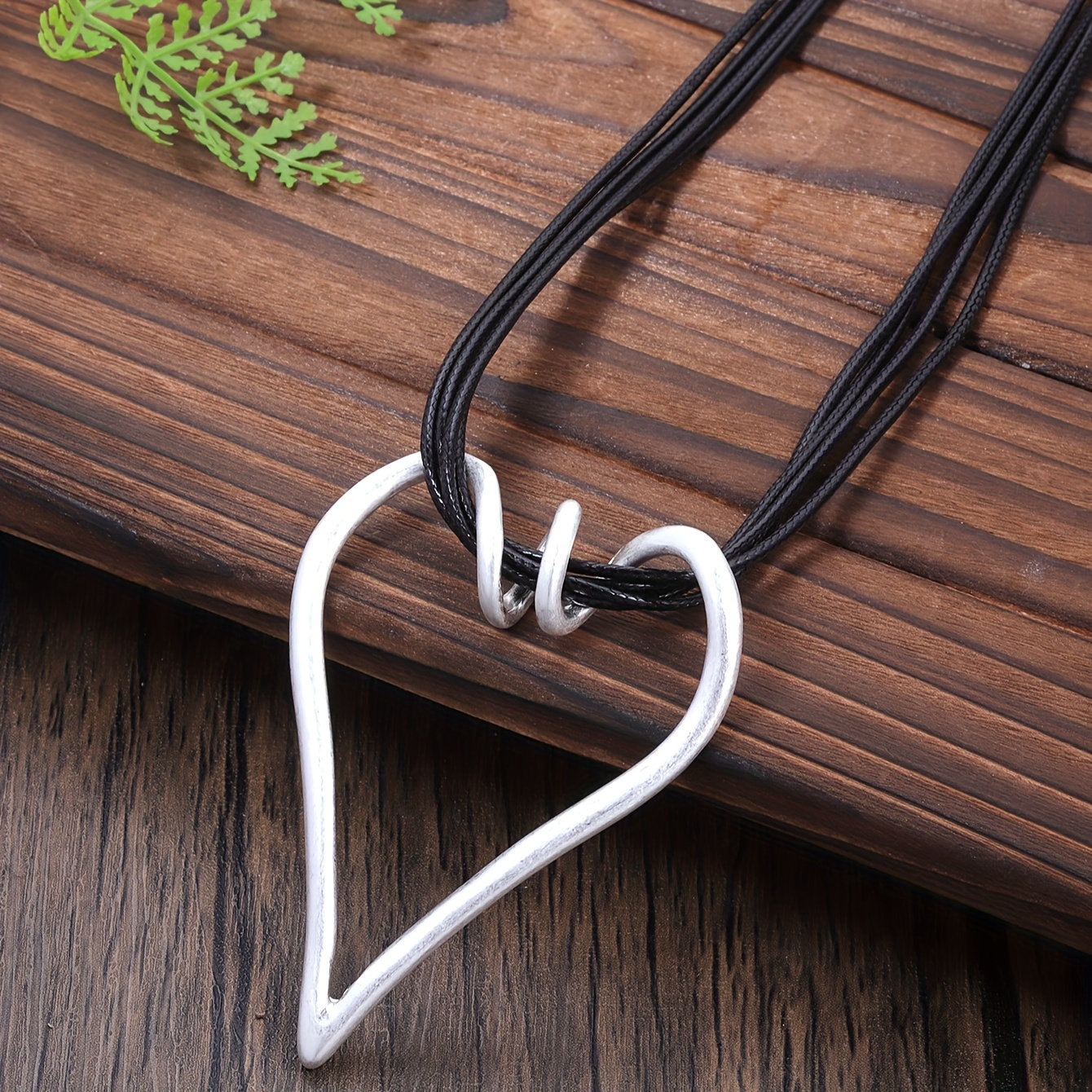 Silvery Tone Heart Pendant Necklace for Women